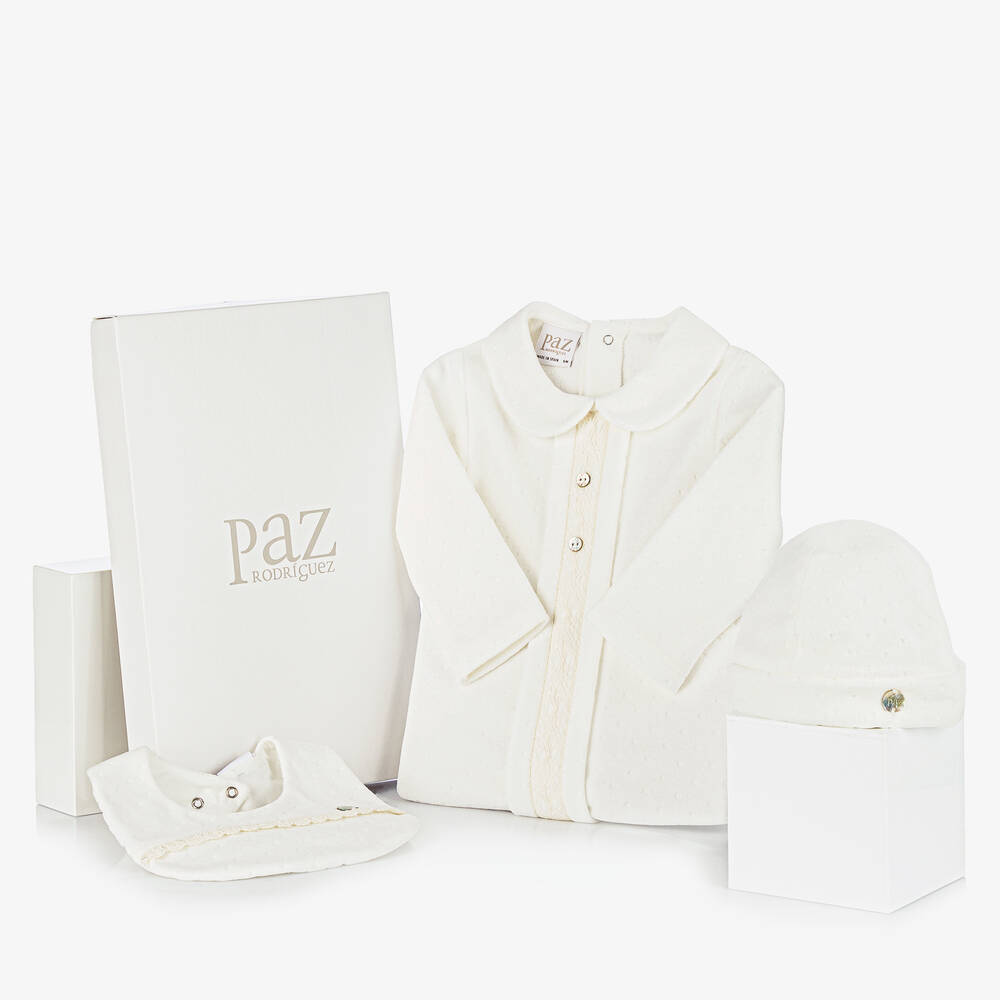 Paz Rodríguez - Ivory Velour Babysuit Set | Childrensalon