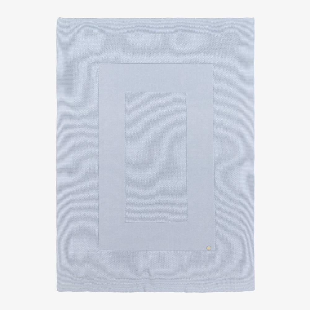 Paz Rodríguez - Pale Blue Knitted Cotton Blanket (98cm) | Childrensalon