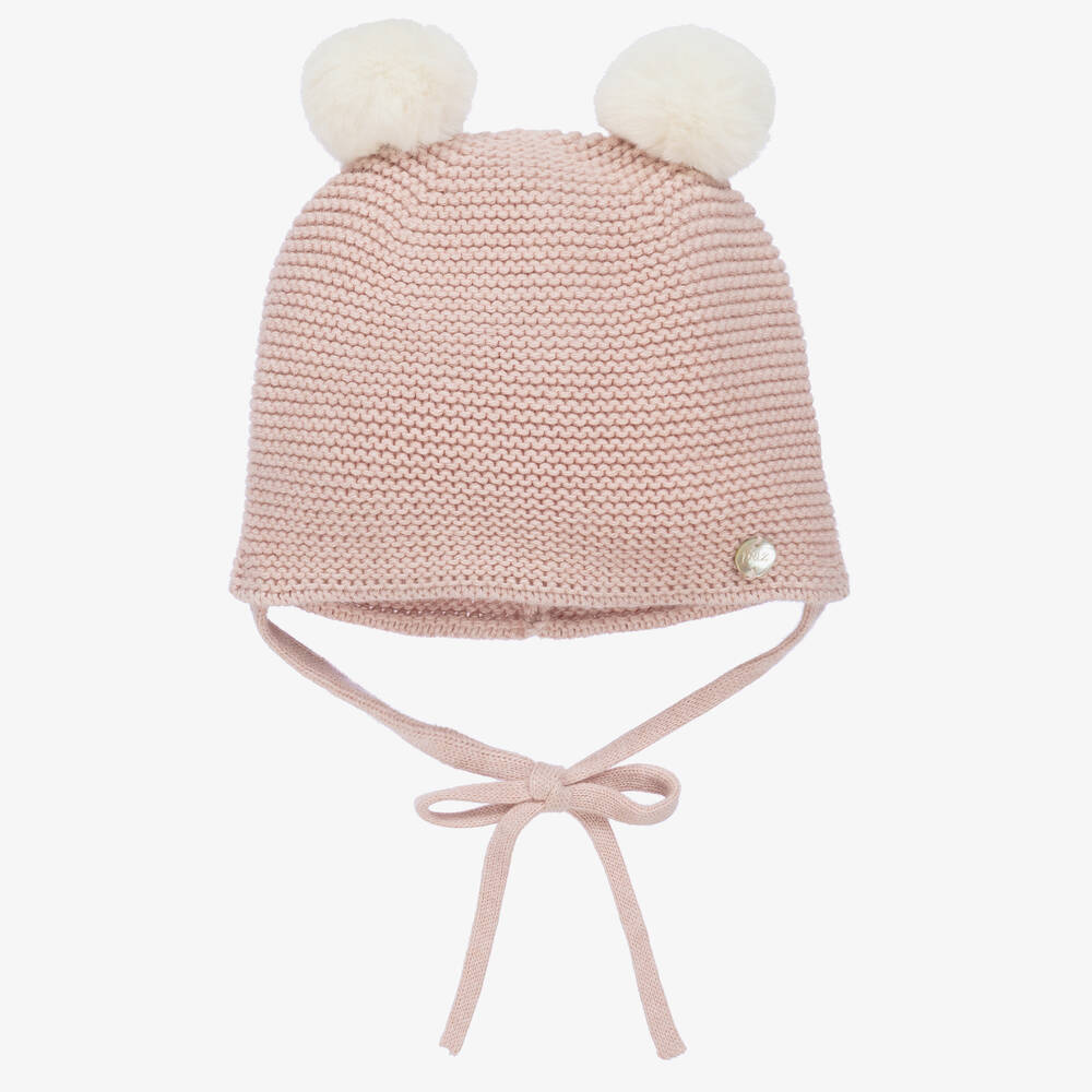 Paz Rodríguez - Pink Cotton & Cashmere Knit Pom-Pom Hat | Childrensalon