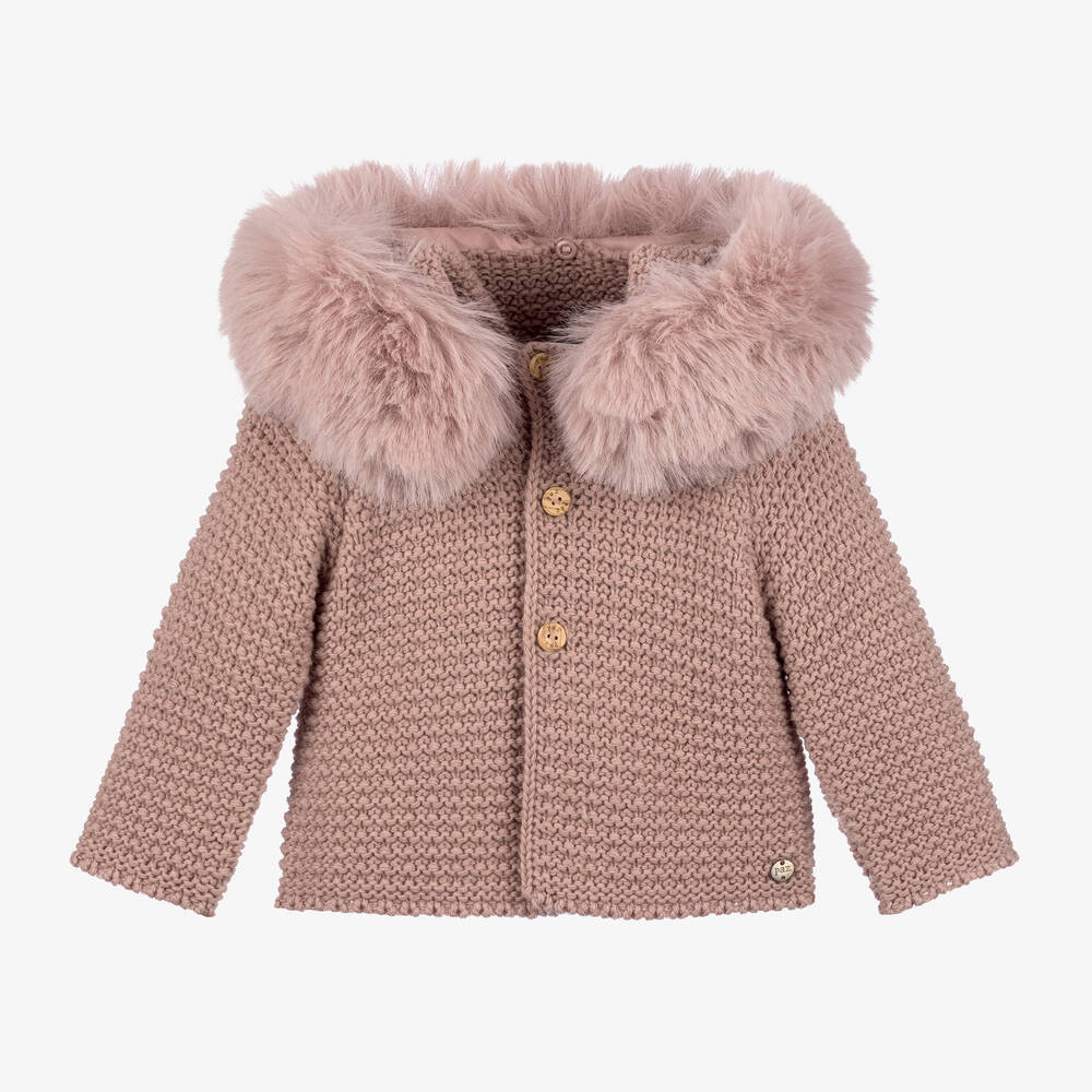 Paz Rodríguez - Pink Knitted Wool Jacket | Childrensalon