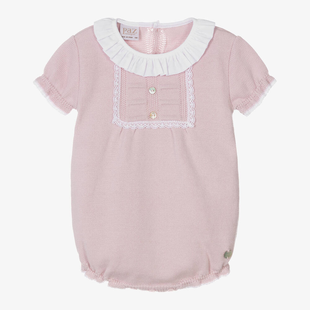 Paz Rodríguez - Pink Organic Cotton Knitted Baby Shortie | Childrensalon