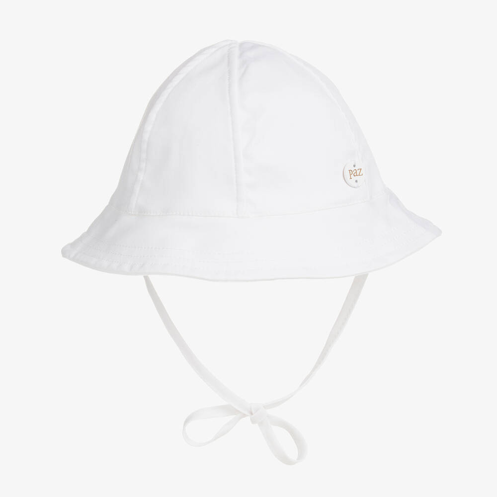 Paz Rodríguez - قبعة قطن تويل لون أبيض للأطفال | Childrensalon