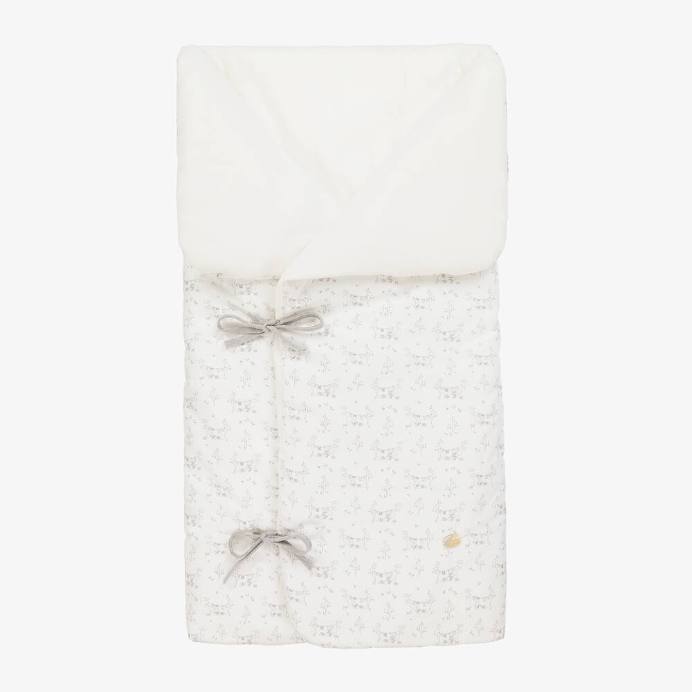 Paz Rodríguez - White & Grey Cotton Baby Nest (66cm) | Childrensalon