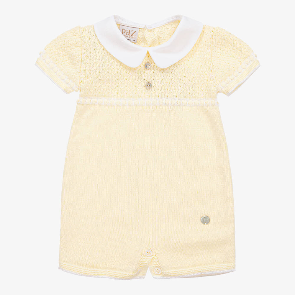 Paz Rodríguez - Yellow Cotton Knit Baby Shortie | Childrensalon