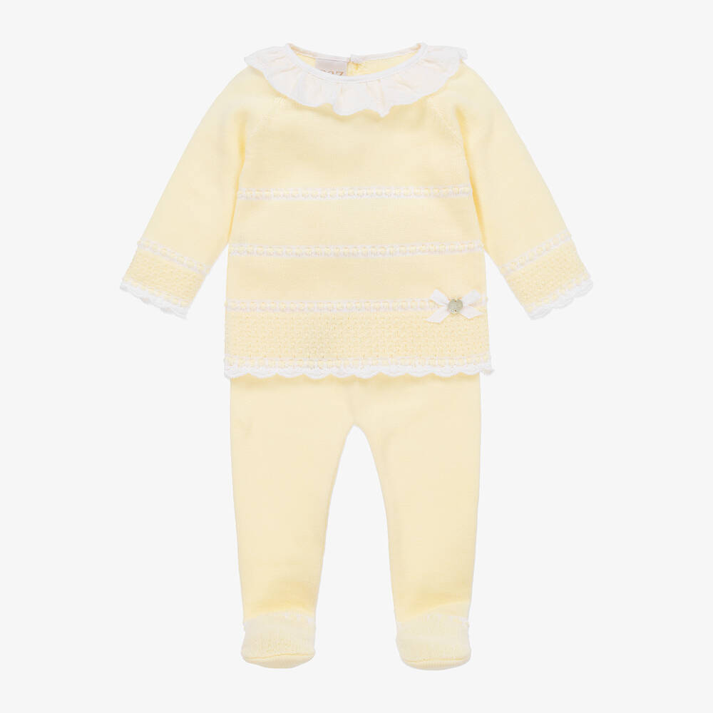 Paz Rodríguez - Yellow Organic Cotton Knit 2 Piece Babygrow | Childrensalon