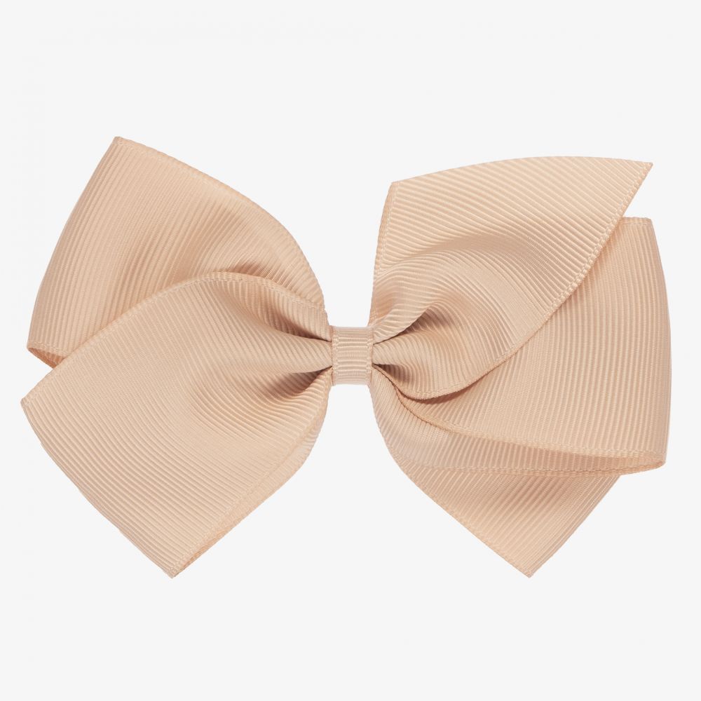 Peach Ribbons - مشبك للشعر مزين بفيونكة لون بيج للبنات (12 سم) | Childrensalon