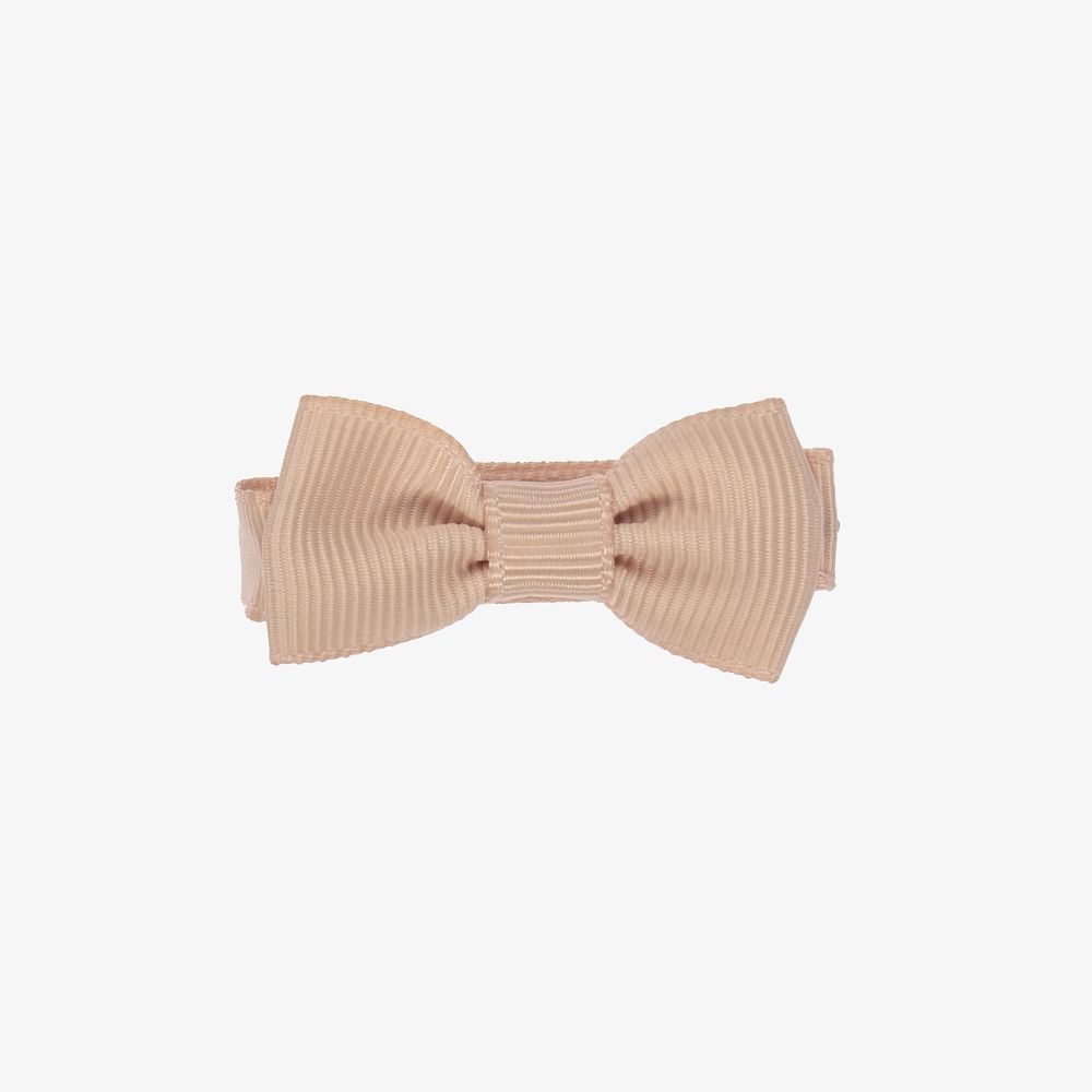 Peach Ribbons - Beige Bow Hair Clip (4.5cm) | Childrensalon