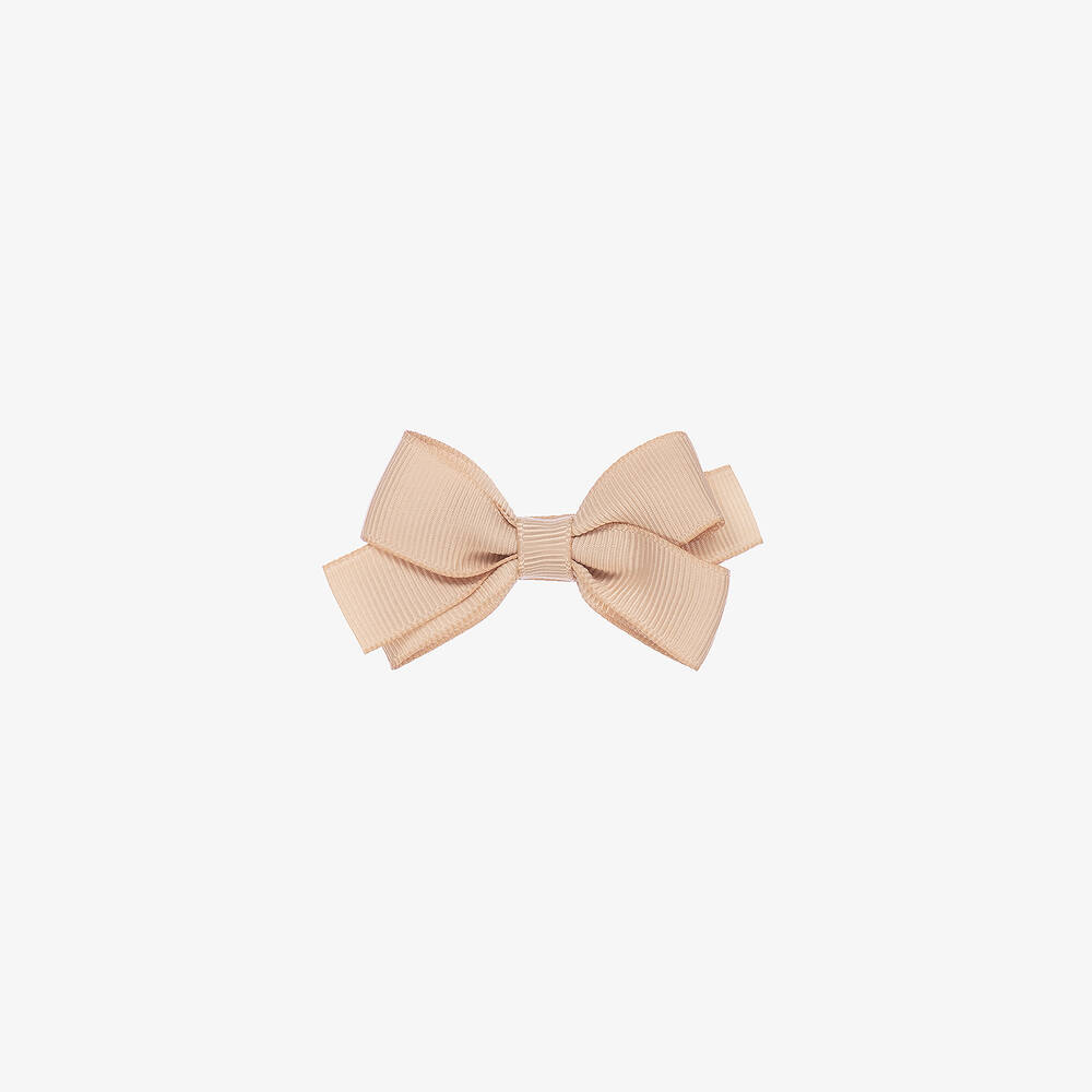 Peach Ribbons - Barrette à nœud beige (7 cm) | Childrensalon