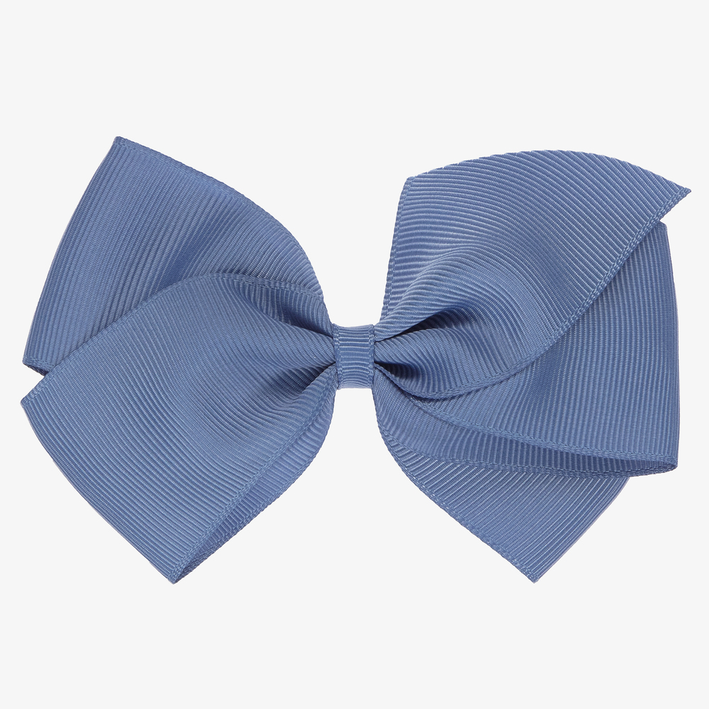 Peach Ribbons - Blue Bow Hair Clip (12cm) | Childrensalon
