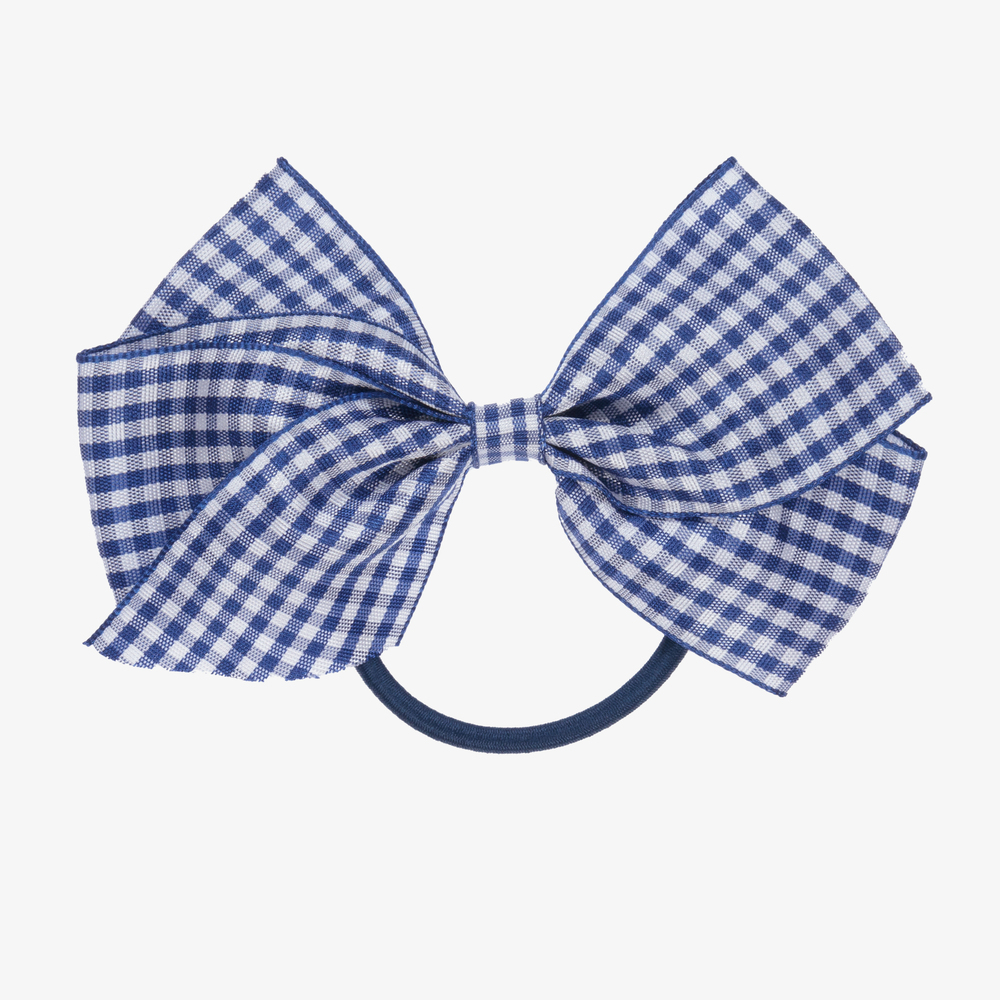 Peach Ribbons - ربطة مطاطية للشعر مزينة بفيونكة لون أزرق (12 سم) | Childrensalon
