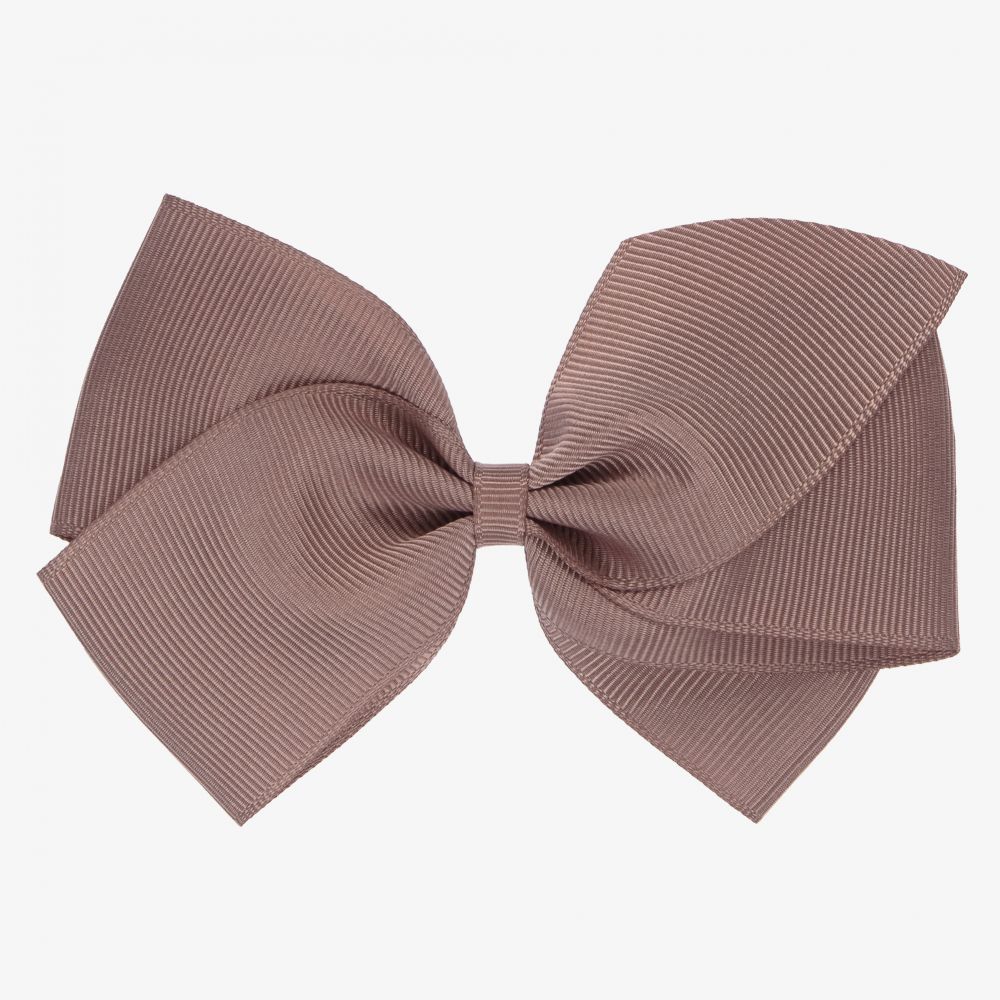 Peach Ribbons - Brown Bow Hair Clip (12cm) | Childrensalon