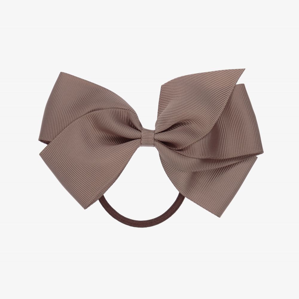 Peach Ribbons - ربطة مطاطية للشعر فيونكة لون بني للبنات (12 سم) | Childrensalon