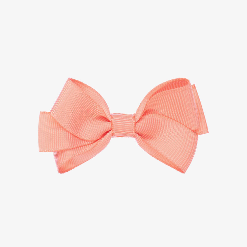 Peach Ribbons - Barrette à nœud rose corail (7 cm) | Childrensalon