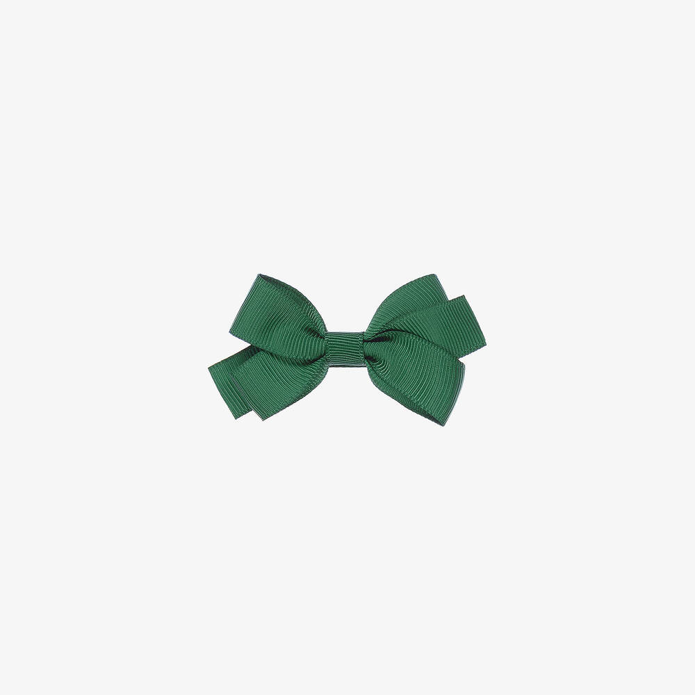 Peach Ribbons - Dark Green Bow Hair Clip (7cm) | Childrensalon