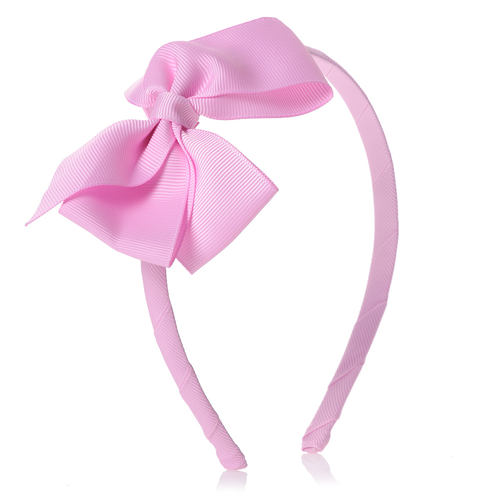 Peach Ribbons - طوق فيونكة  للشعر لون زهري  | Childrensalon