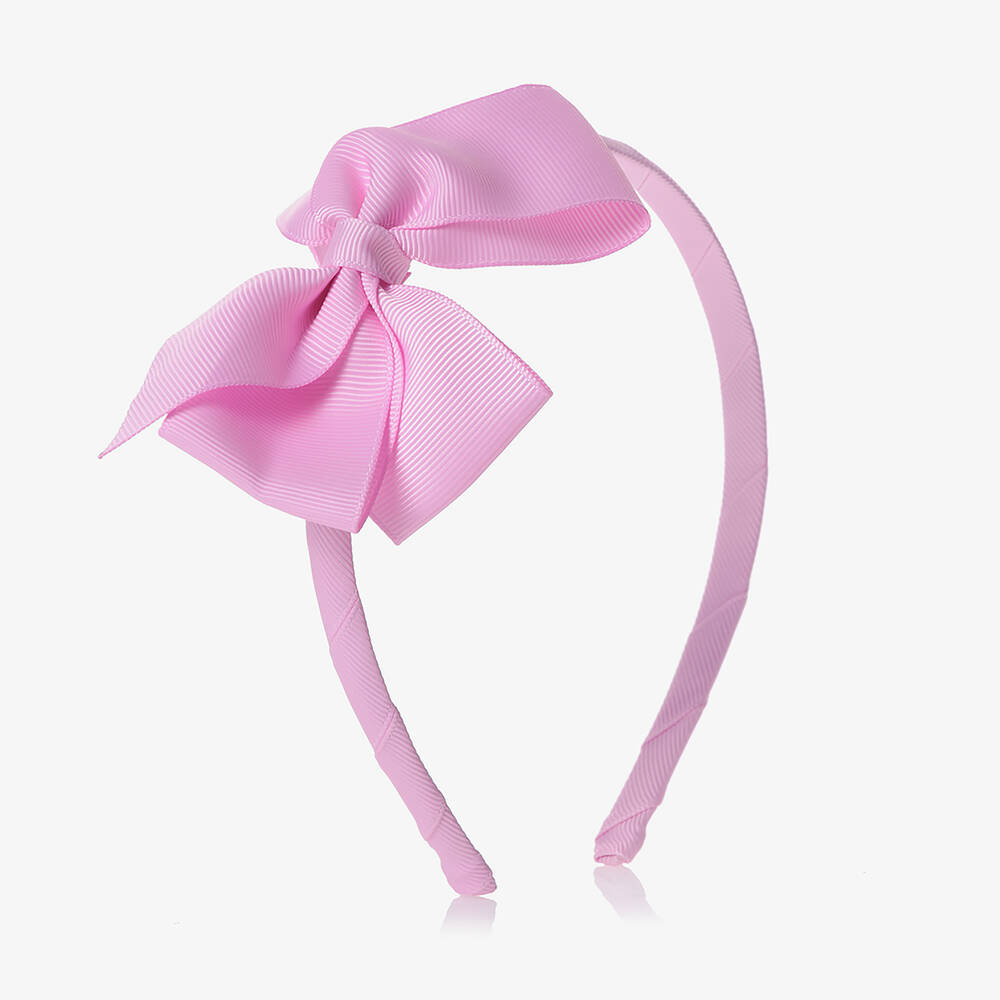 Peach Ribbons - Girls Pink Bow Hairband  | Childrensalon