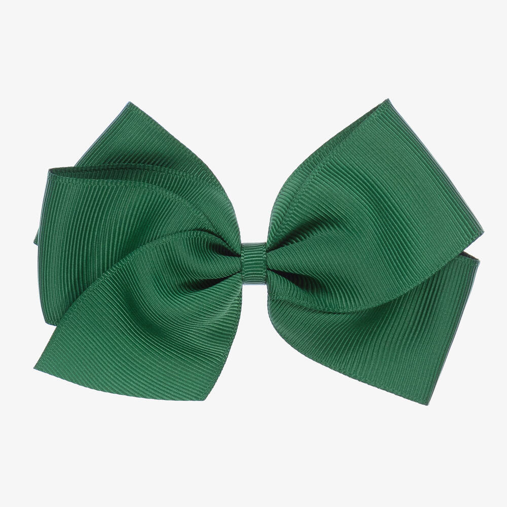 Peach Ribbons - Green Bow Hair Clip (12cm) | Childrensalon