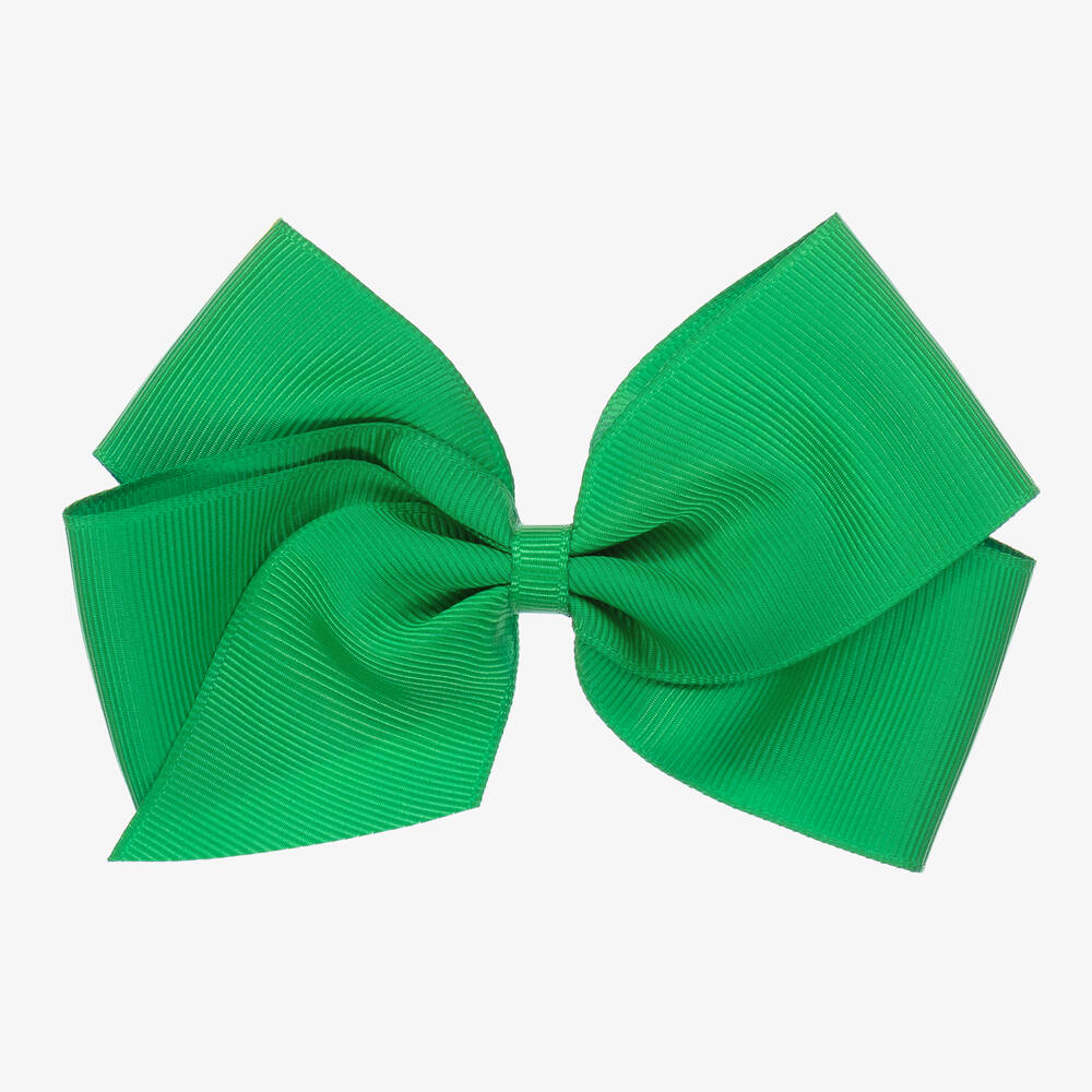 Peach Ribbons - Green Bow Hair Clip (12cm) | Childrensalon