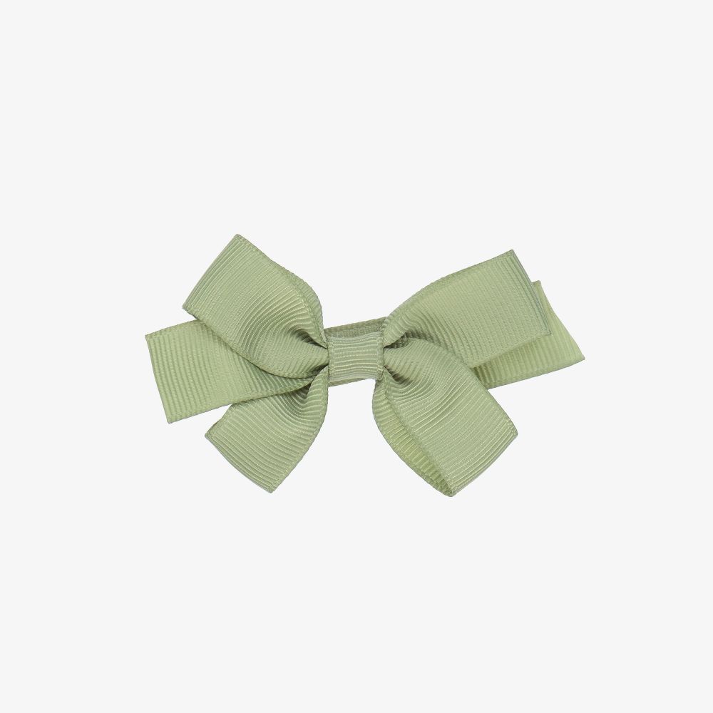 Peach Ribbons - Green Bow Hair Clip (7cm) | Childrensalon