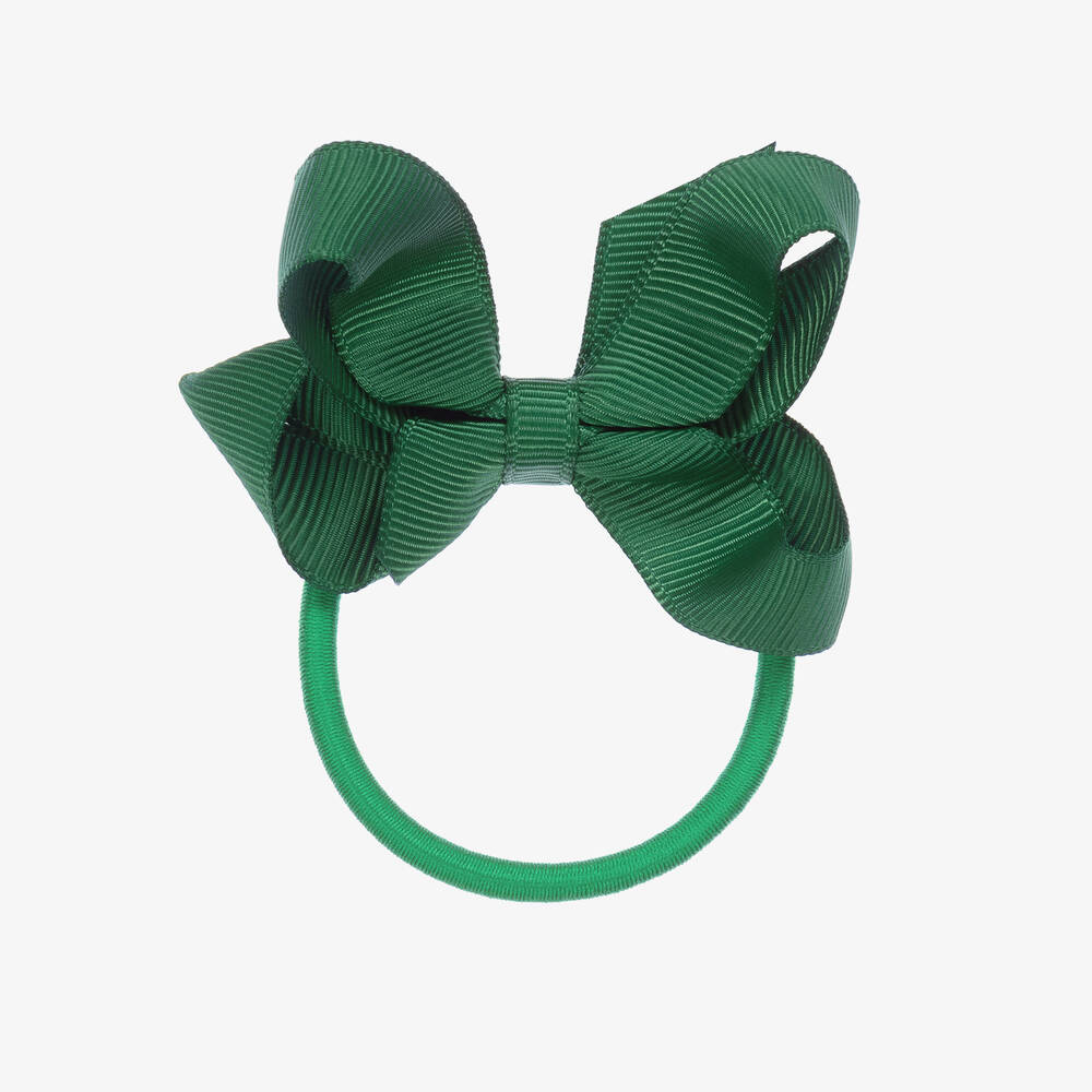 Peach Ribbons - Élastique pour cheveux à nœud vert (7 cm) | Childrensalon