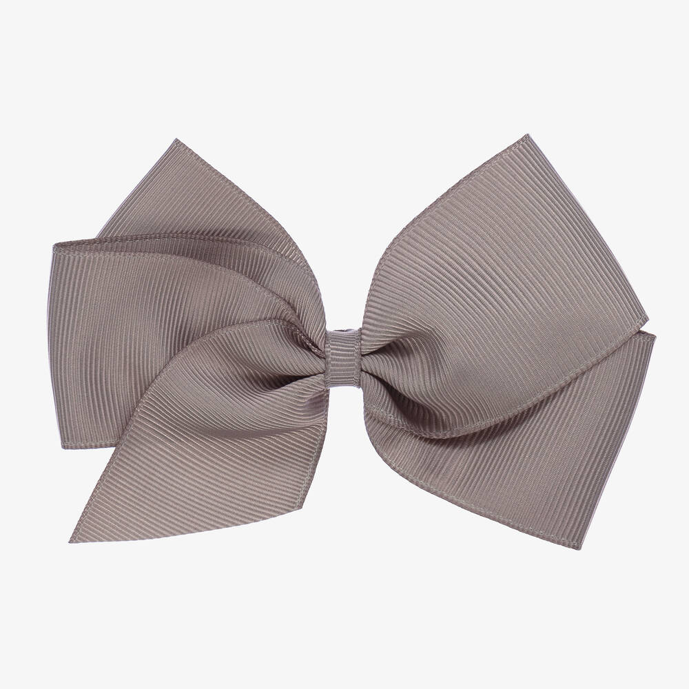 Peach Ribbons - Grey Bow Hair Clip (12cm) | Childrensalon