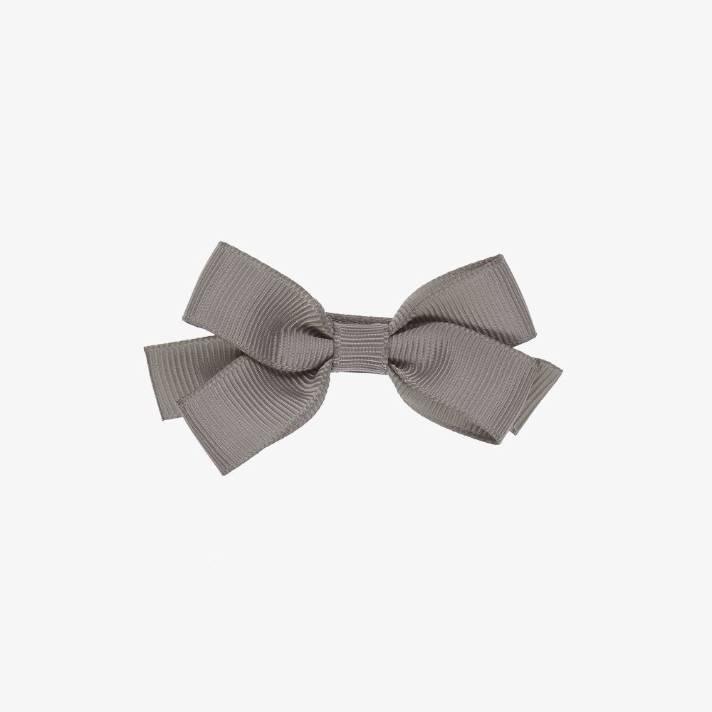 Peach Ribbons - Grey Bow Hair Clip (7cm) | Childrensalon