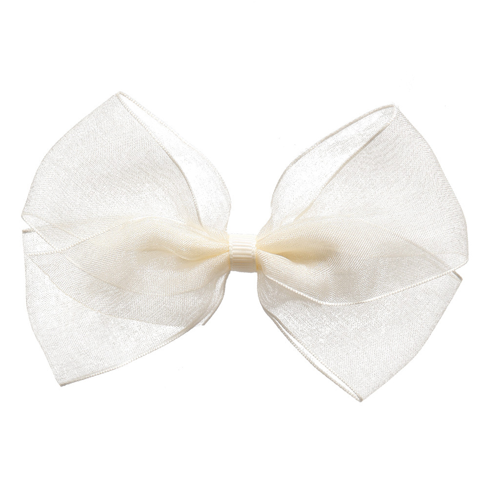Peach Ribbons - Ivory Organza Bow Clip (12cm) | Childrensalon