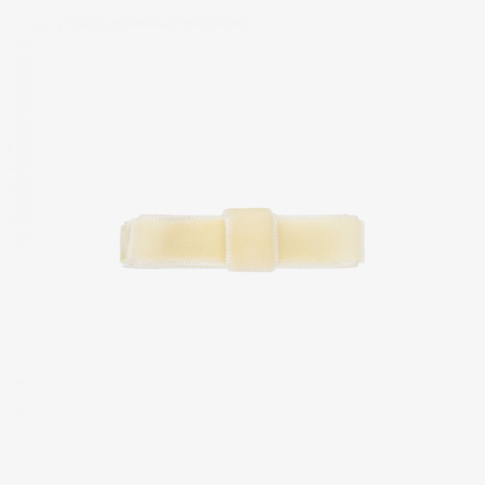 Peach Ribbons - Barrette ivoire en velours (4,5 cm) | Childrensalon