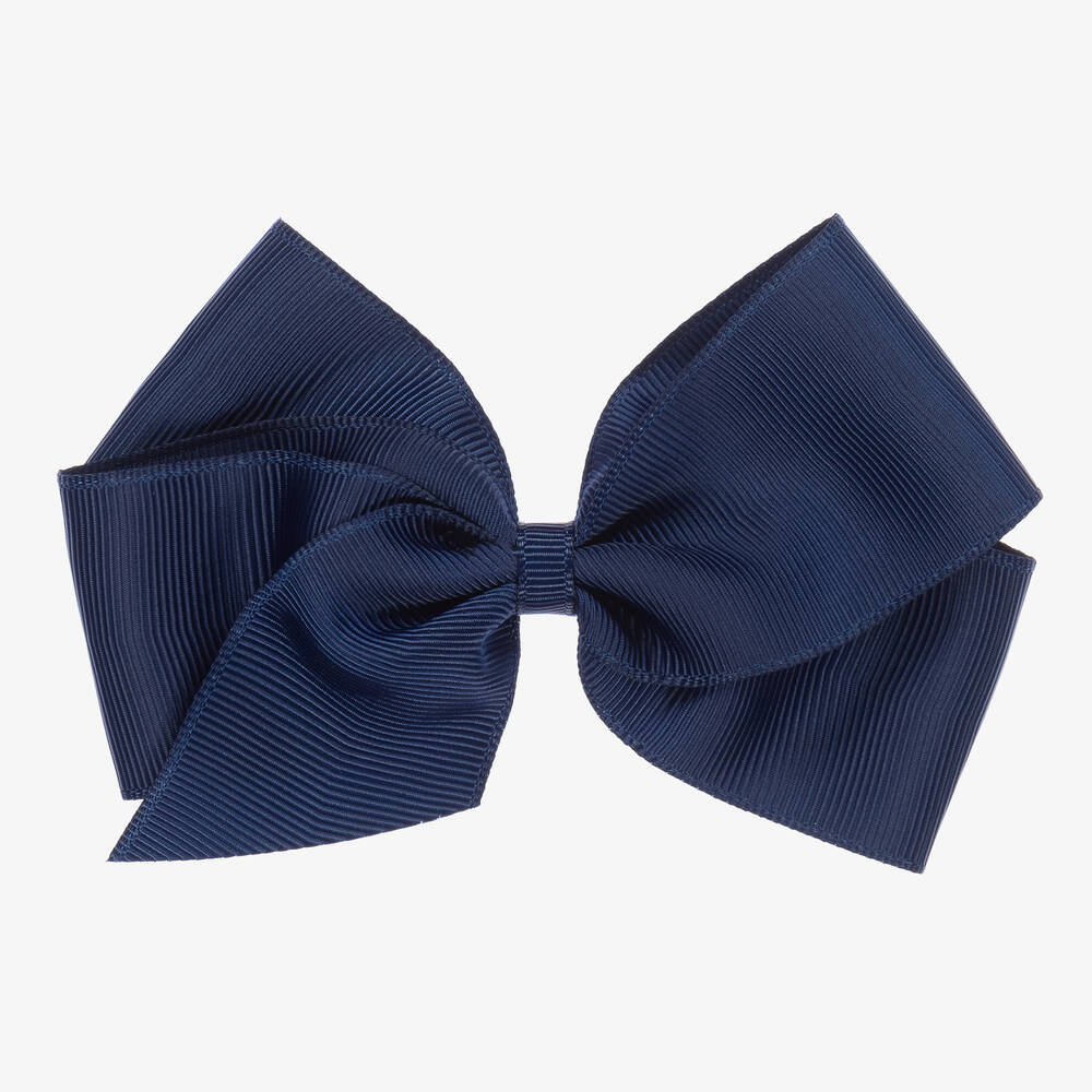 Peach Ribbons - Navy Blue Bow Hair Clip (12cm) | Childrensalon