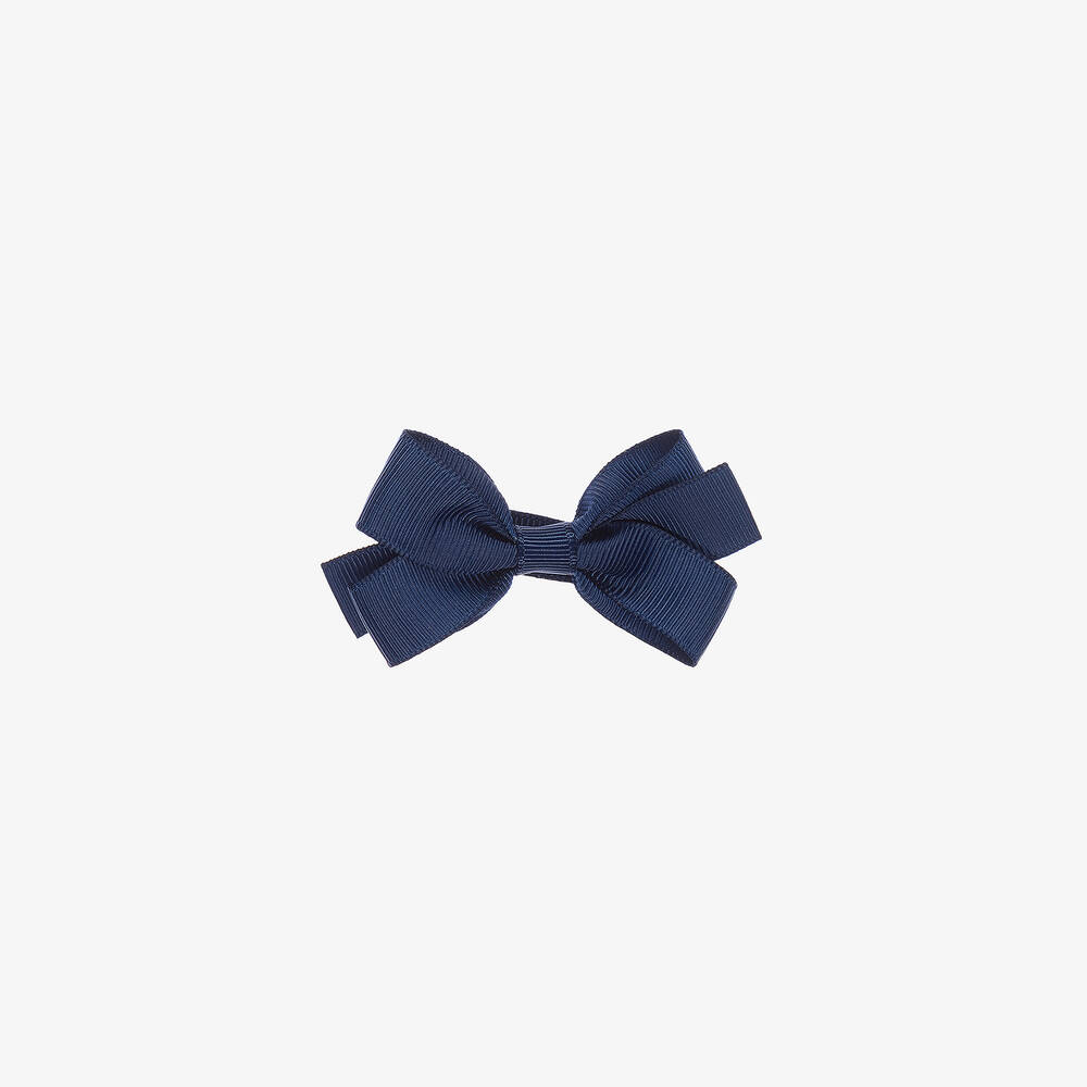 Peach Ribbons - Navy Blue Bow Hair Clip (7cm) | Childrensalon