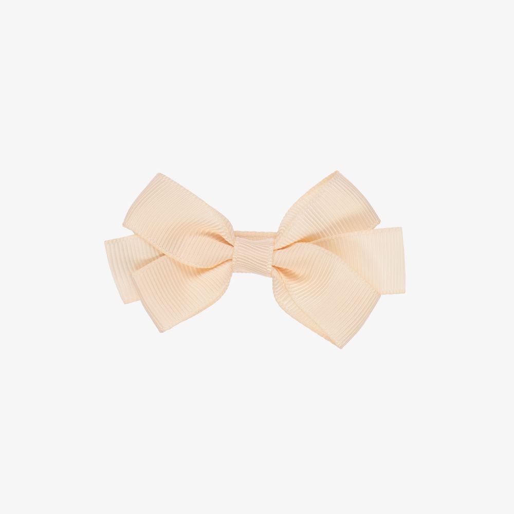 Peach Ribbons - Pink Bow Hair Clip (7cm) | Childrensalon
