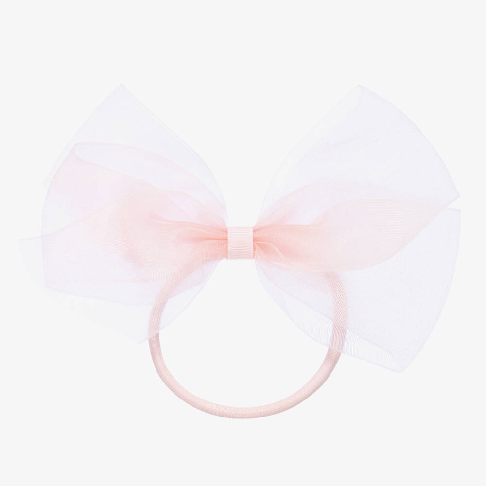 Peach Ribbons - Розовая резинка для волос с бантом (12 см) | Childrensalon
