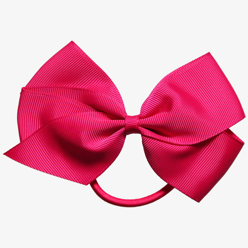 Peach Ribbons - Pink Bow Hair Elastic (12cm) | Childrensalon