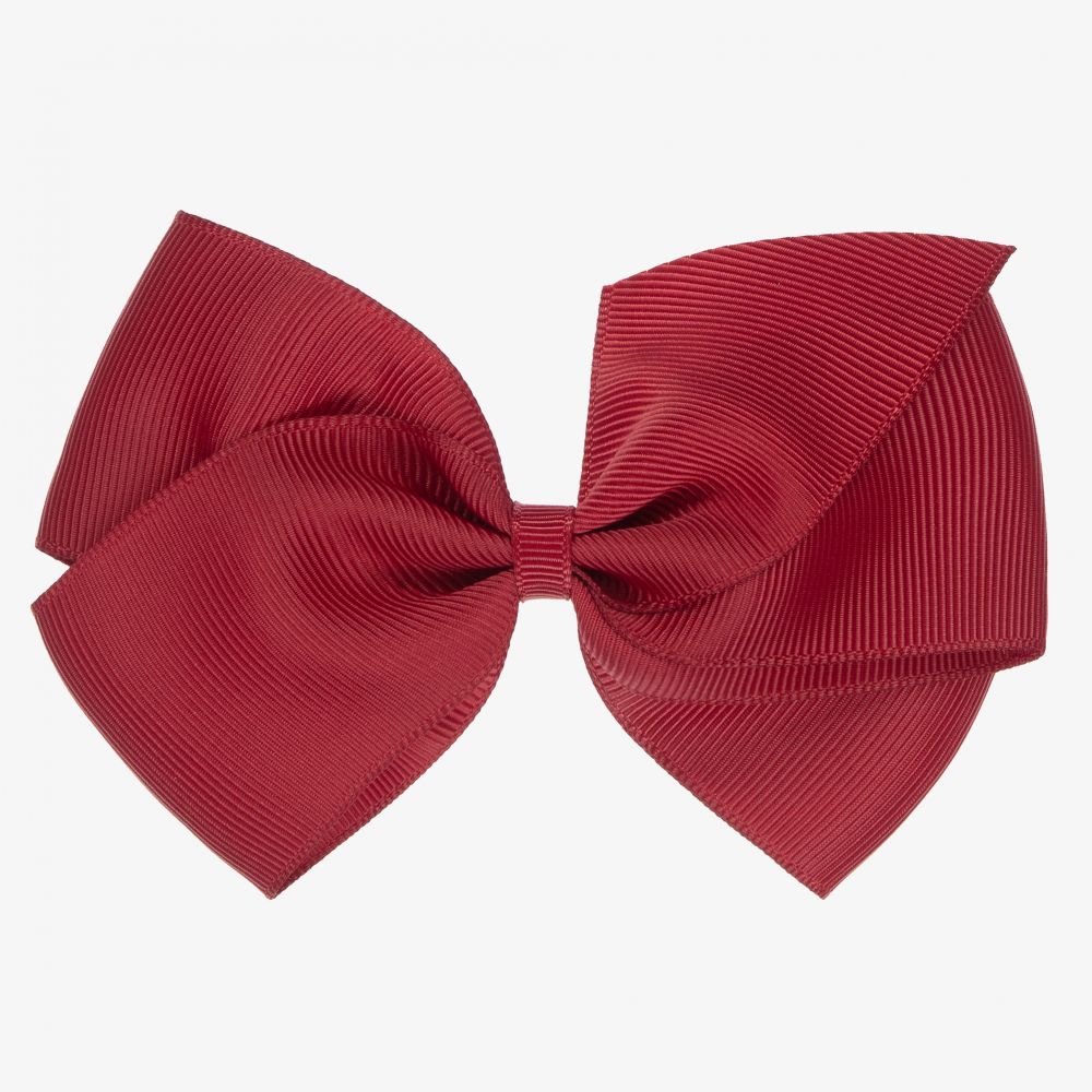 Peach Ribbons - Red Bow Hair Clip (12cm) | Childrensalon