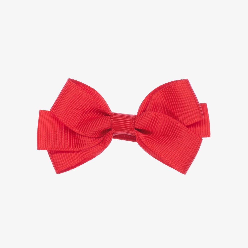 Peach Ribbons - Red Bow Hair Clip (7cm) | Childrensalon