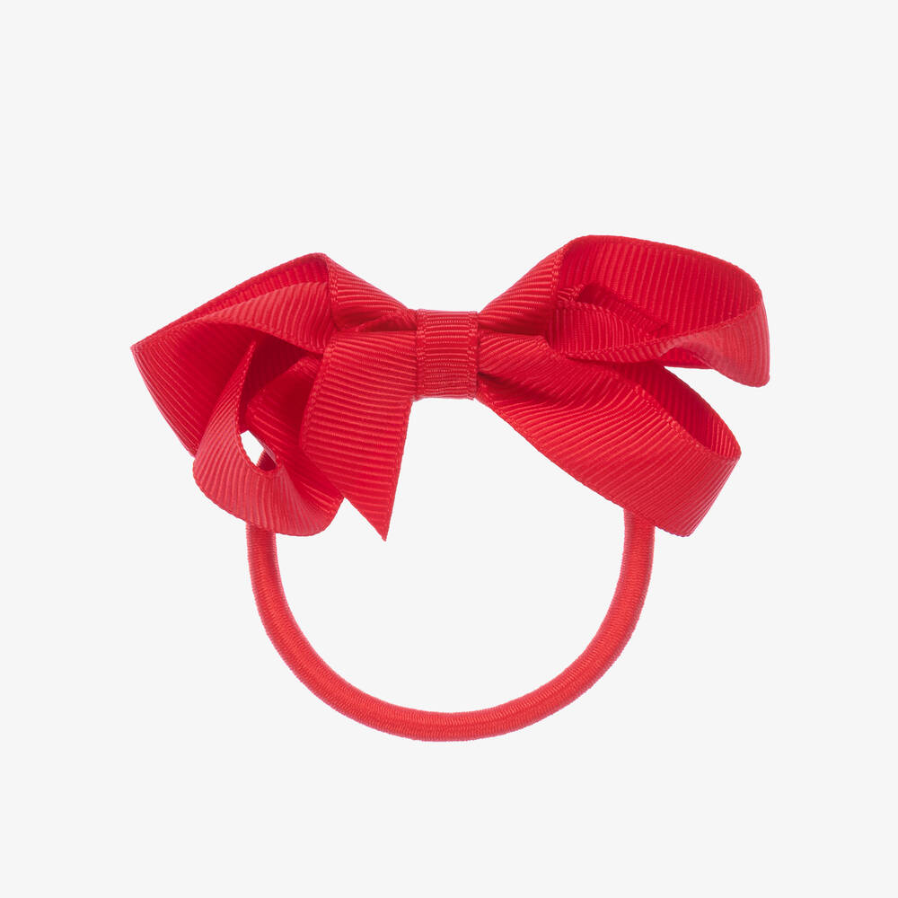 Peach Ribbons - Red Bow Hair Elastic (7cm) | Childrensalon