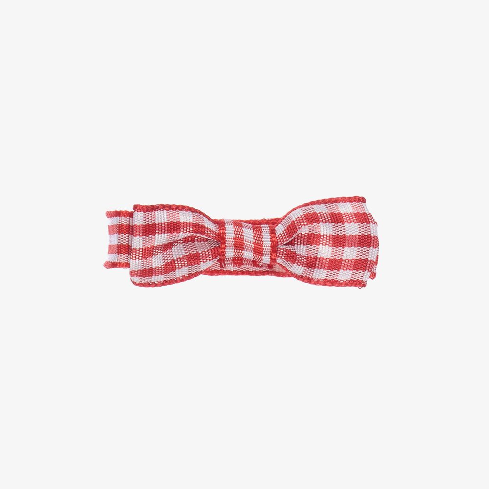 Peach Ribbons - Red Gingham Bow Clip (4.5cm) | Childrensalon