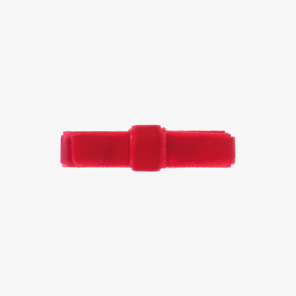 Peach Ribbons - Red Velvet Bow Clip (4.5cm) | Childrensalon