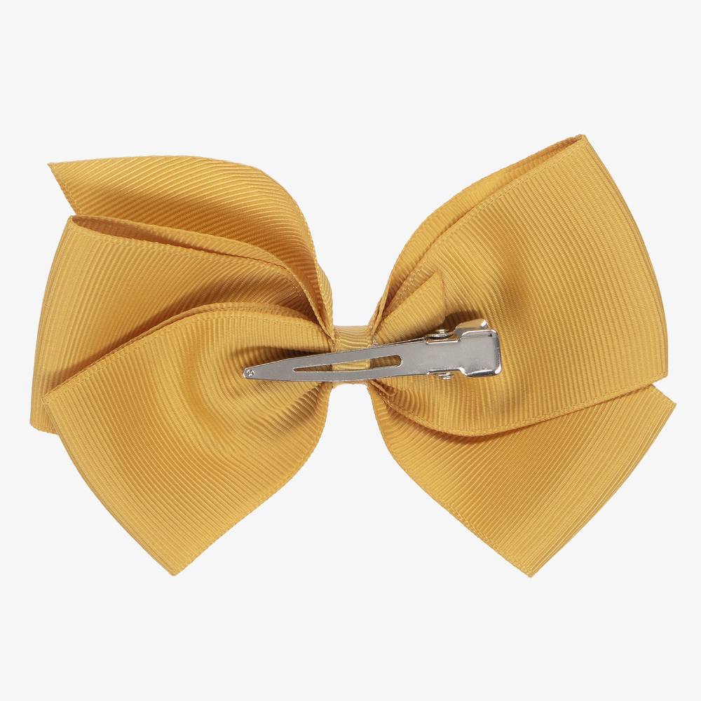 Peach Ribbons - Yellow Bow Hair Clip (12cm) | Childrensalon