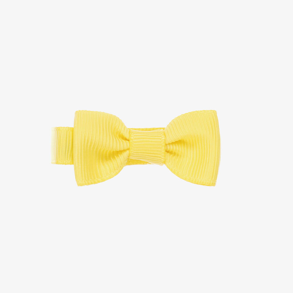 Peach Ribbons - Yellow Bow Hair Clip (5cm) | Childrensalon