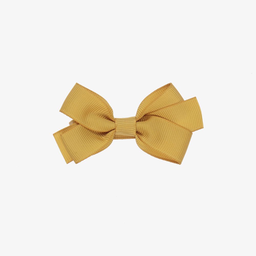 Peach Ribbons - Yellow Bow Hair Clip (7cm) | Childrensalon
