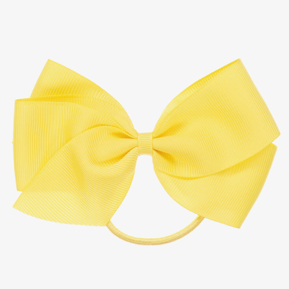 Peach Ribbons - Yellow Bow Hair Elastic (12cm) | Childrensalon