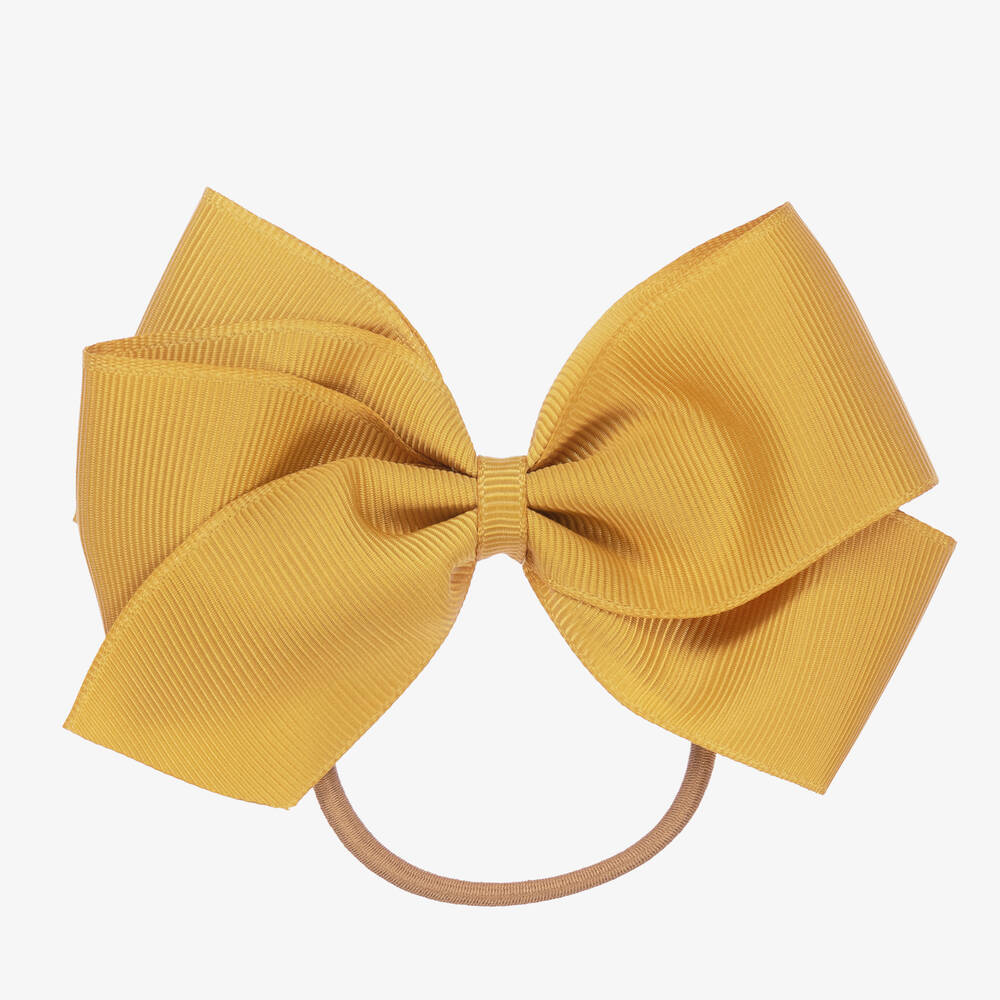 Peach Ribbons - Yellow Hair Elastic (12cm) | Childrensalon