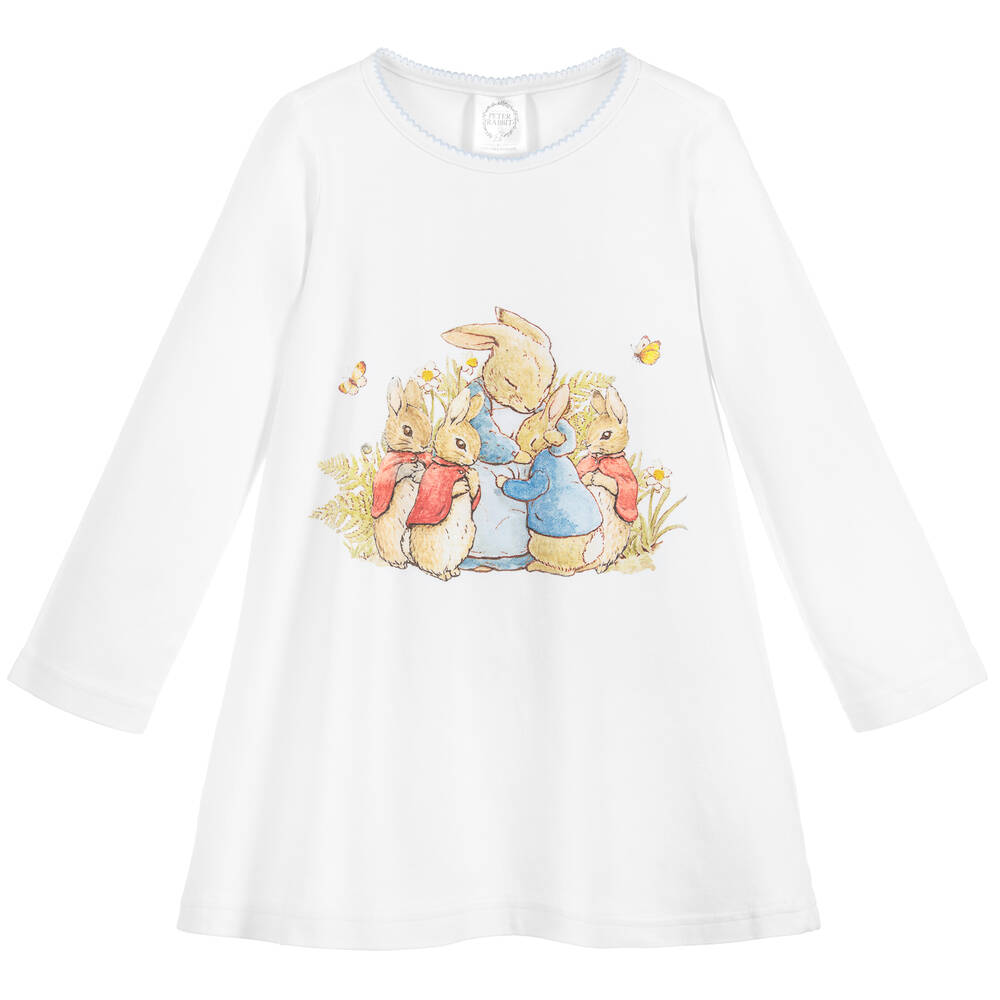 Peter Rabbit By Childrensalon Girls White Cotton Jersey Nightdress
