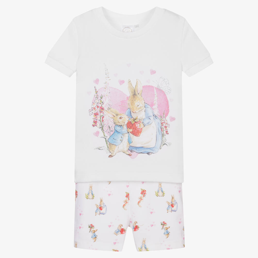 Peter Rabbit™ by Childrensalon - Белая короткая пижама из хлопка для девочек | Childrensalon
