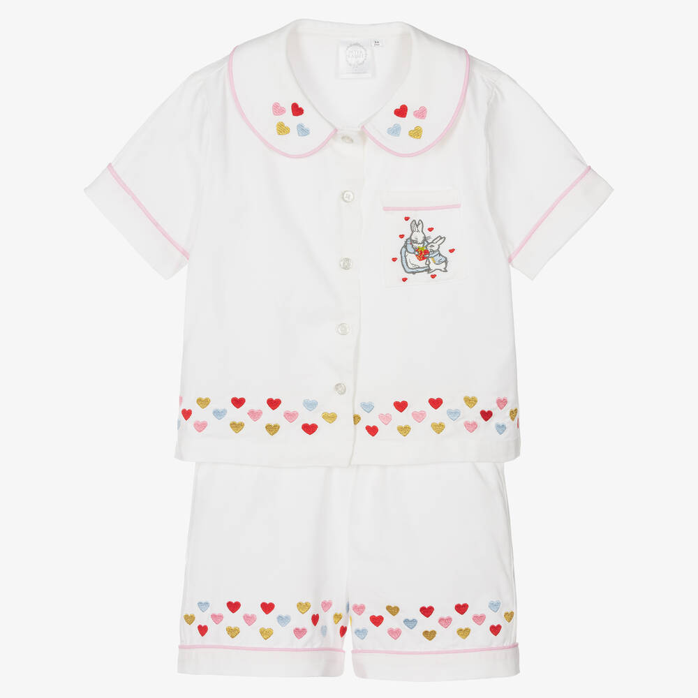 Peter Rabbit™ by Childrensalon - Bestickter Baumwollschlafanzug weiß | Childrensalon
