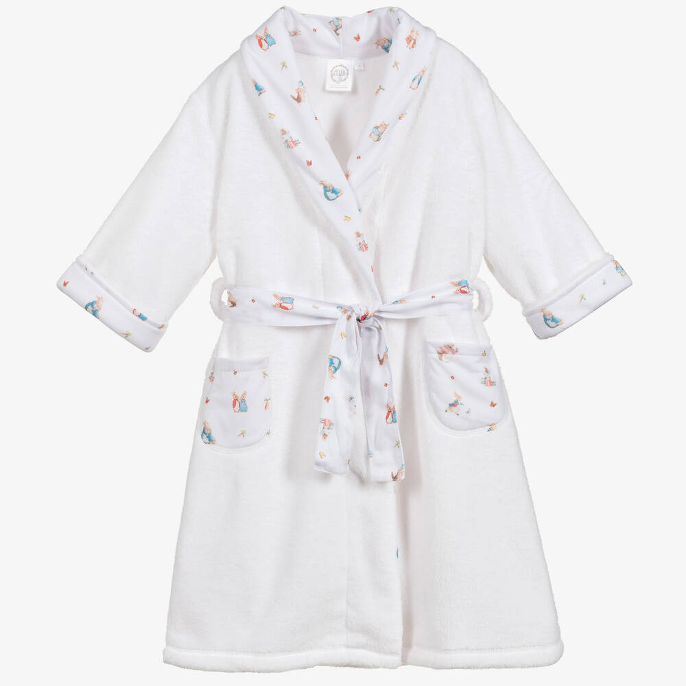 Peter Rabbit™ by Childrensalon - Girls White Fleece Dressing Gown  | Childrensalon