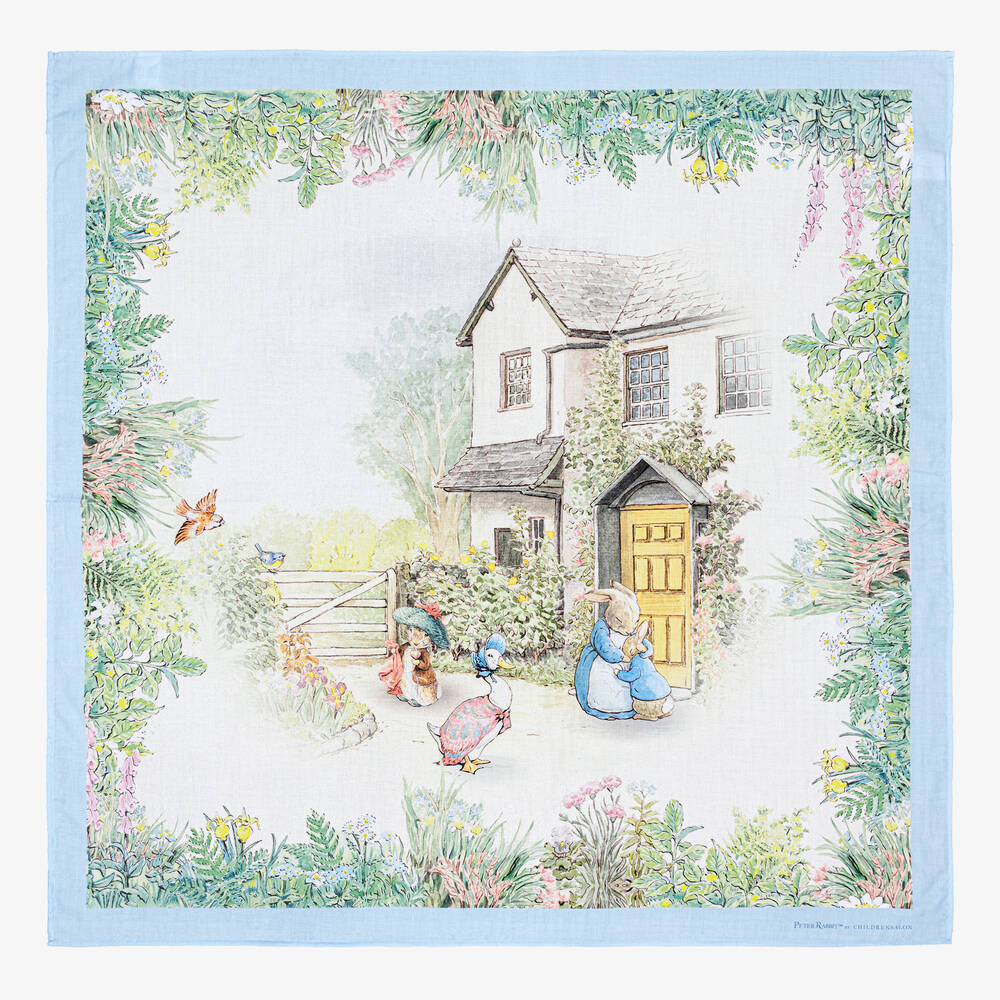 Peter Rabbit™ by Childrensalon - Ivory & Blue Cotton Swaddle (100cm) | Childrensalon