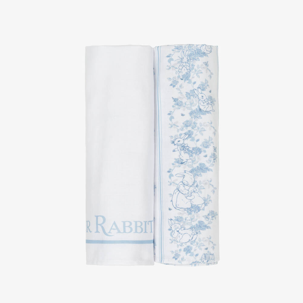 Peter Rabbit™ by Childrensalon - White & Blue Cotton Muslins (2 Pack)   | Childrensalon