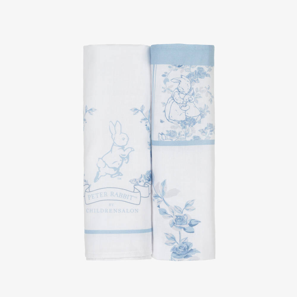 Peter Rabbit™ by Childrensalon - White & Blue Cotton Muslins (2 Pack)   | Childrensalon